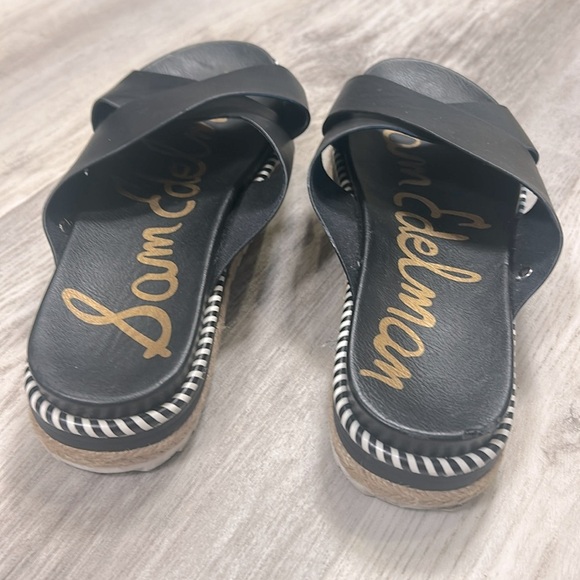 Sam Edelman Women’s Leyton Black Leather Platform Slide Espadrille Sandals / 7 - Picture 4 of 7